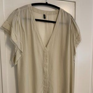 7 for All Mankind Light Grey Deep V-Neck Silk Shirt